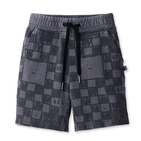 Minti Sketchy Grid Short - Grey Wash