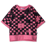 Minti SS Crew - Sketchy Grid Pink