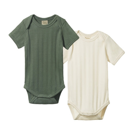 Nature Baby SS Bodysuit Derby 2PK - Nat/Nettle
