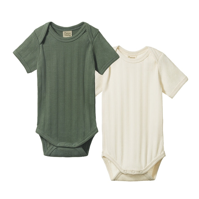 Nature Baby SS Bodysuit Derby 2PK - Nat/Nettle