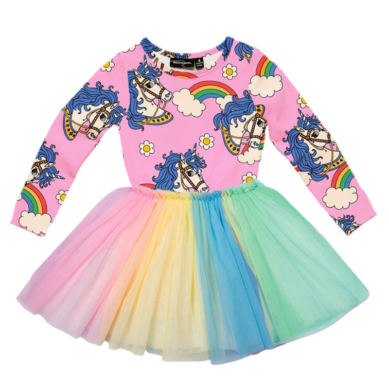 Rock Your Baby LS Circus Dress - Unicorn Daisy