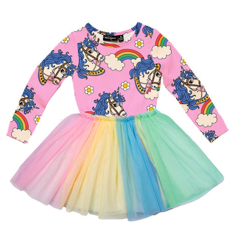 Rock Your Baby LS Circus Dress - Unicorn Daisy