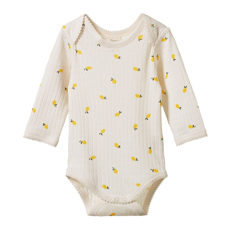 Nature Baby LS Bodysuit - Pointelle Lemon