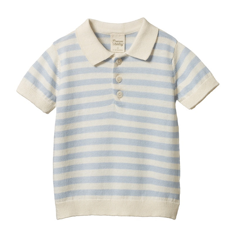 Nature Baby Stevie Polo - Celestial Blue Sea Stripe