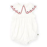 Goldie + Ace Scallop Collar Romper - Strawberry