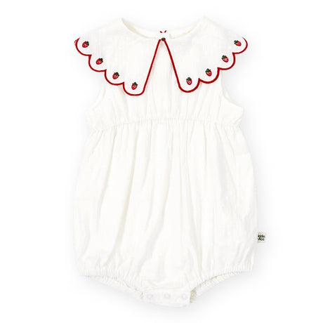 Goldie + Ace Scallop Collar Romper - Strawberry