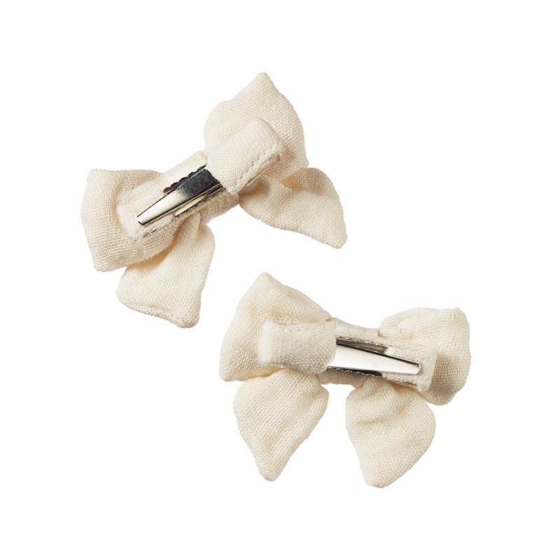 Nature Baby Bow Hair Clips 2PK - Natural Crinkle