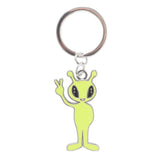 Metal Enamel Keyring - Glow In The Dark Alien