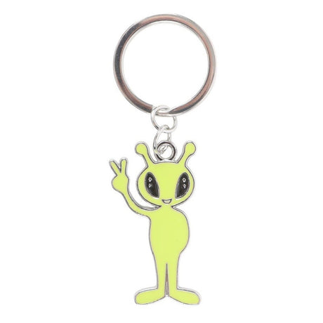 Metal Enamel Keyring - Glow In The Dark Alien