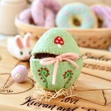 Felt Egg Cover - Green With Mushroom Motif