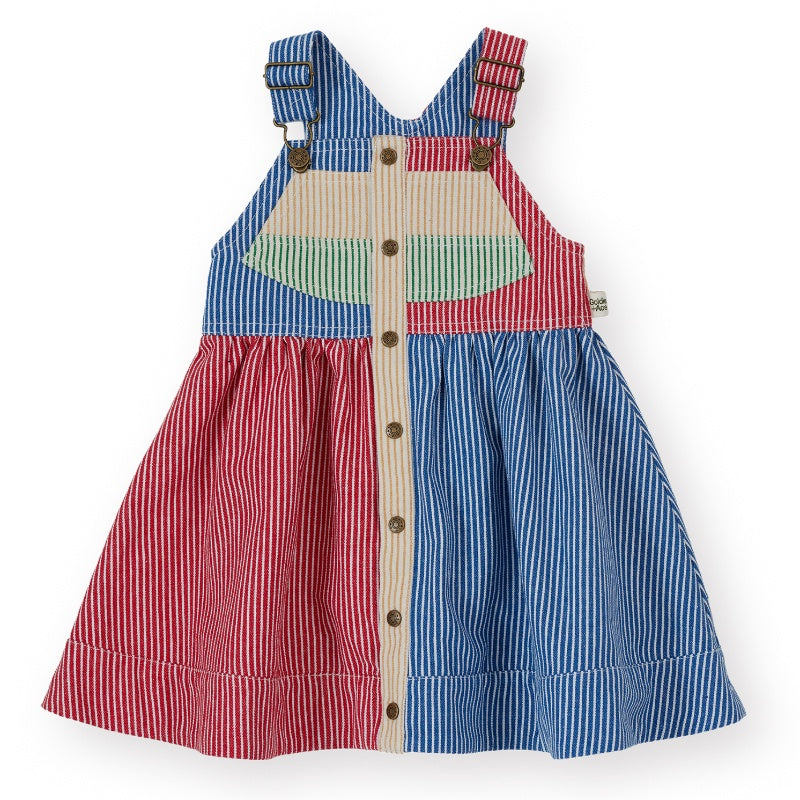 Goldie + Ace Heidi Pinafore - Patchwork Stripe
