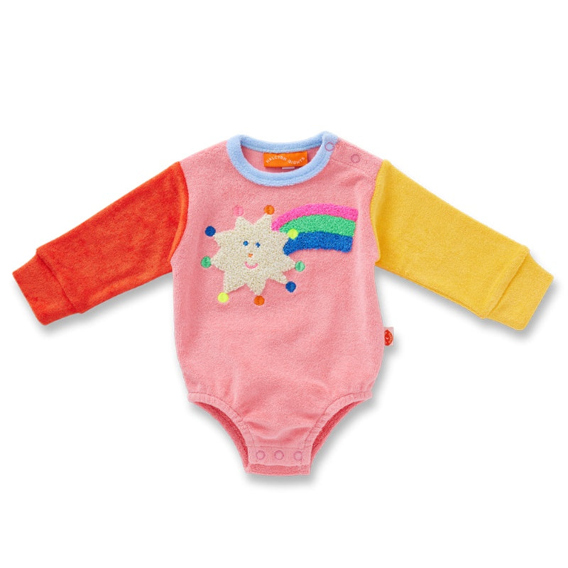 Halcyon Nights Terry Long Sleeve Bodysuit - Stars Pink