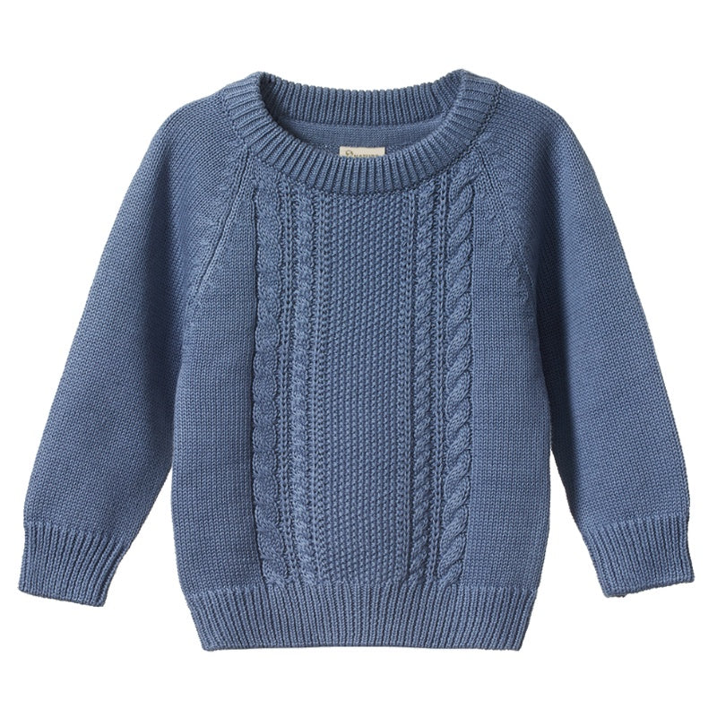 Nature Baby Billy Jumper - Dusky Blue Cable Knit