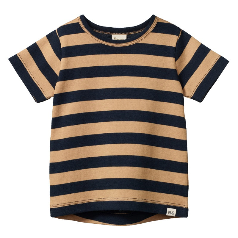 Nature Baby River Tee - Navy / Caramel Stripe