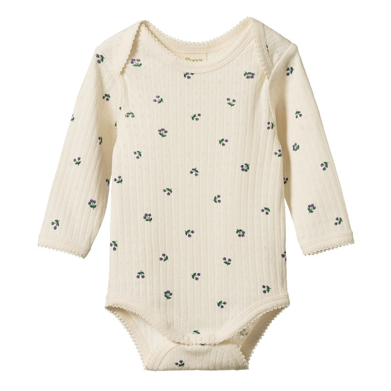 Nature Baby Long Sleeve Bodysuit - Pointelle Winter Berry