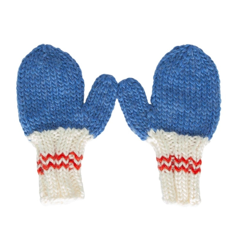 Acorn Teddy Mittens -  Blue/Red