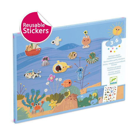 Djeco 30PC Reuseable Puffy Stickers - Summertime