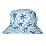 Acorn Wide Brim Hat - Blue Checked Palms