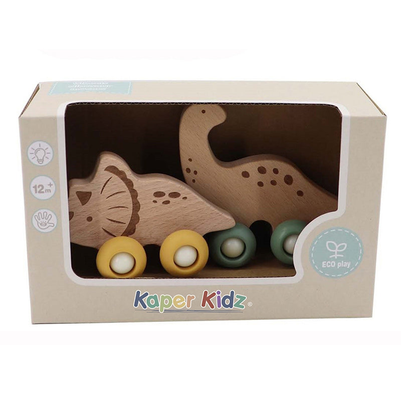 Wooden Dinosaur Movers - Triceratops & Diplodocus