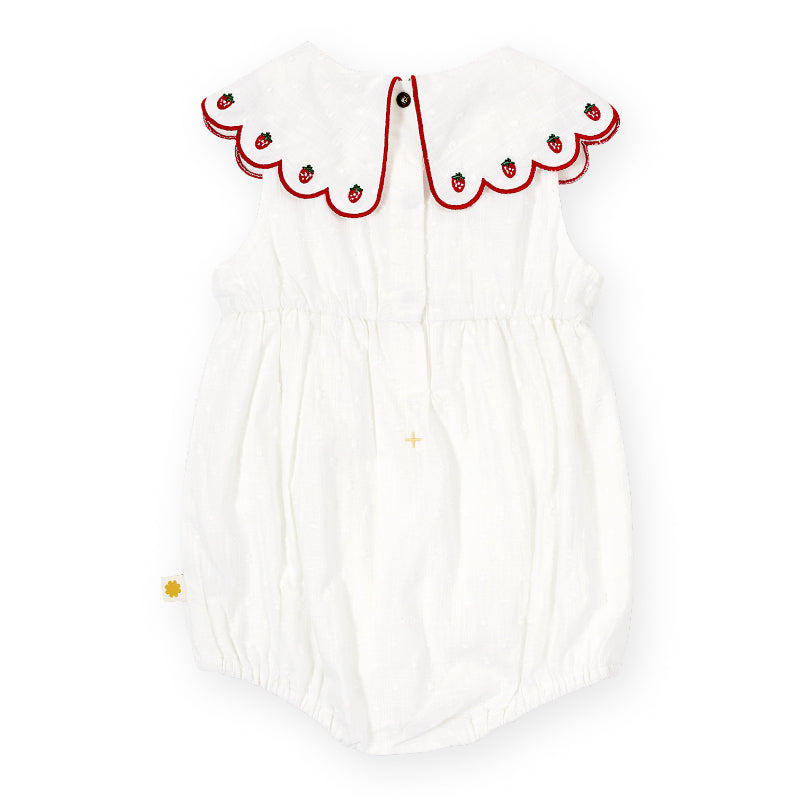 Goldie + Ace Scallop Collar Romper - Strawberry