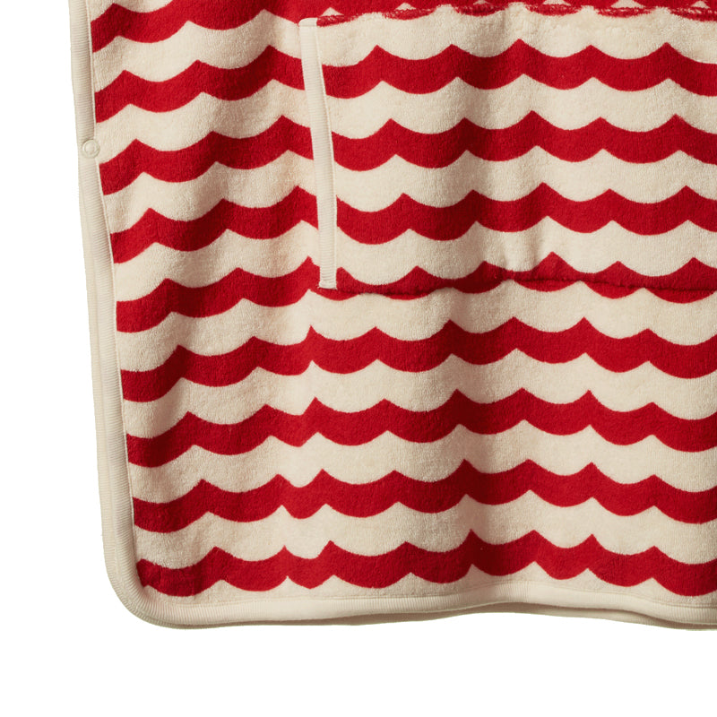 Nature Baby Poncho Towel - Waves Red