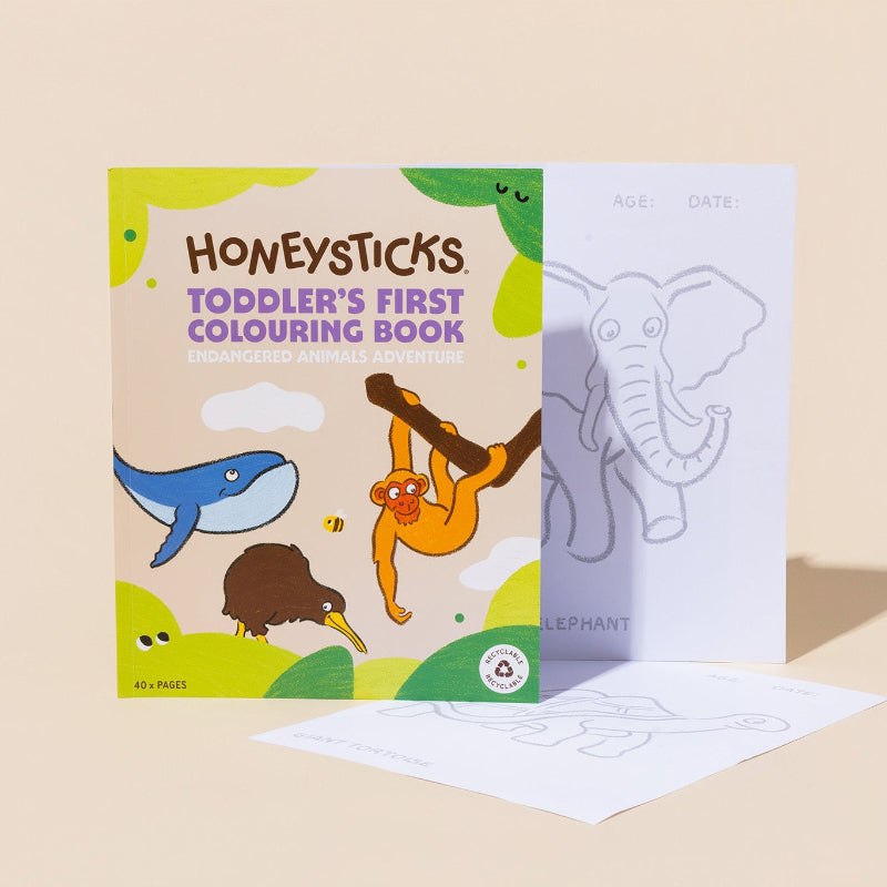 Honeysticks Toddlers First Colouring In Book - Endangered Animals