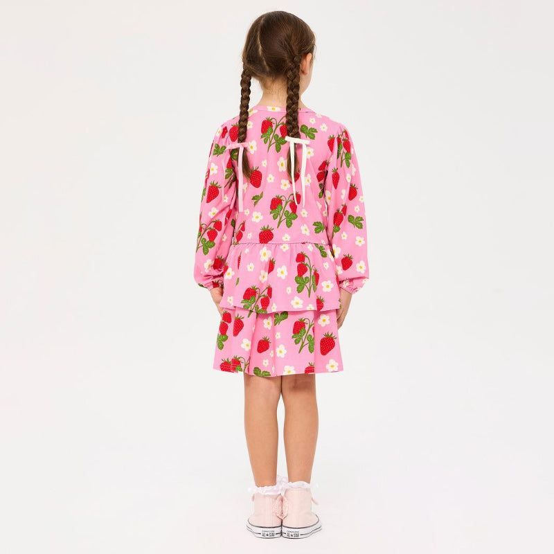 Rock Your Baby LS Frill Dress - Strawberry
