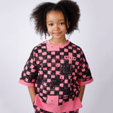 Minti SS Crew - Sketchy Grid Pink