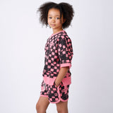 Minti SS Crew - Sketchy Grid Pink