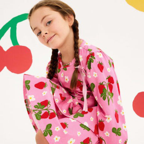 Rock Your Baby LS Frill Dress - Strawberry