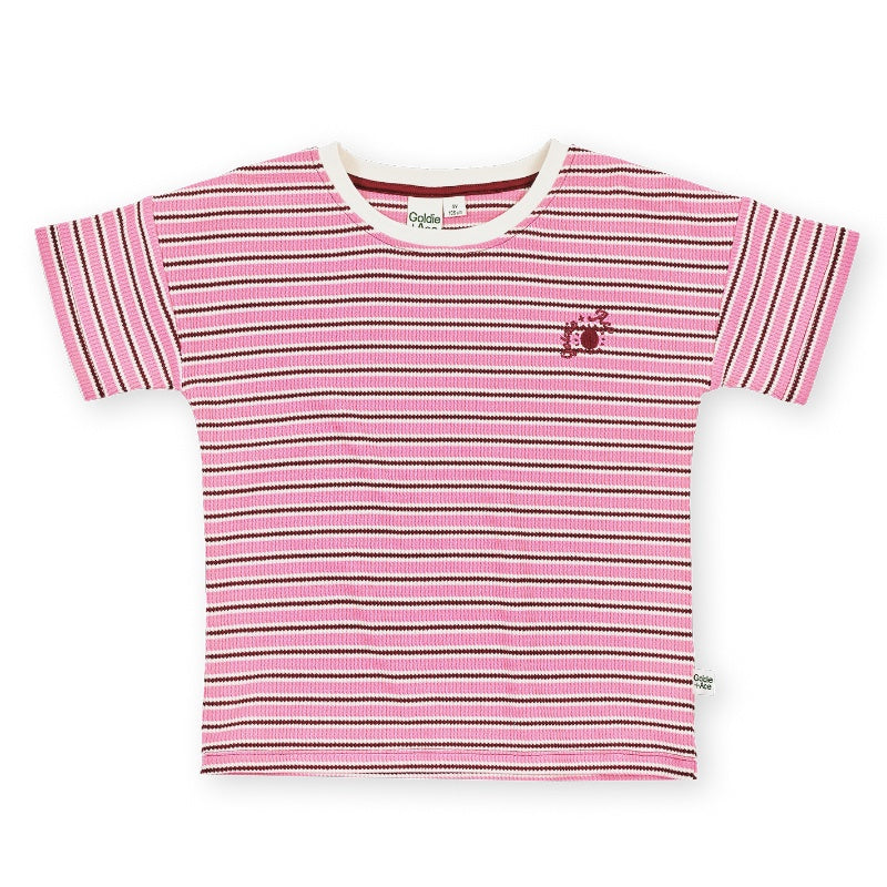 Goldie + Ace Waffle Stripe T-Shirt - Pink