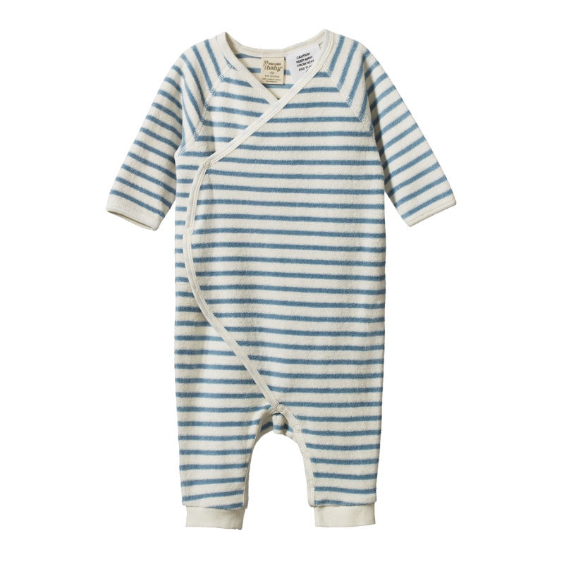 Nature Baby Kimono Stretch & Grow Terry - Sailor Stripe Powder Blue
