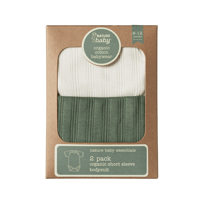 Nature Baby SS Bodysuit Derby 2PK - Nat/Nettle