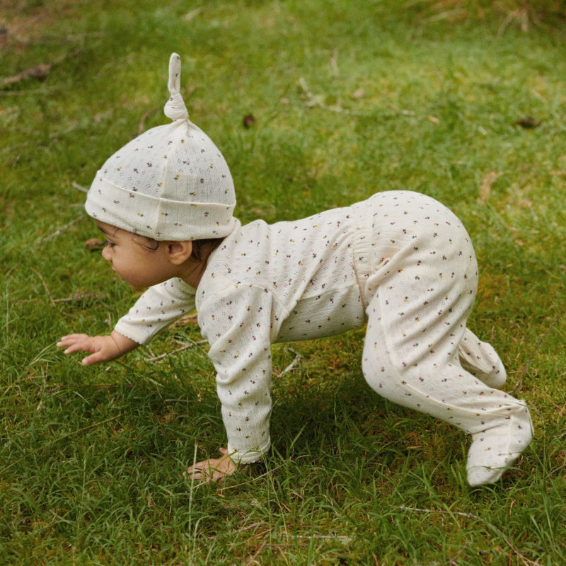 Nature Baby Footed Rompers - Pointelle Aster