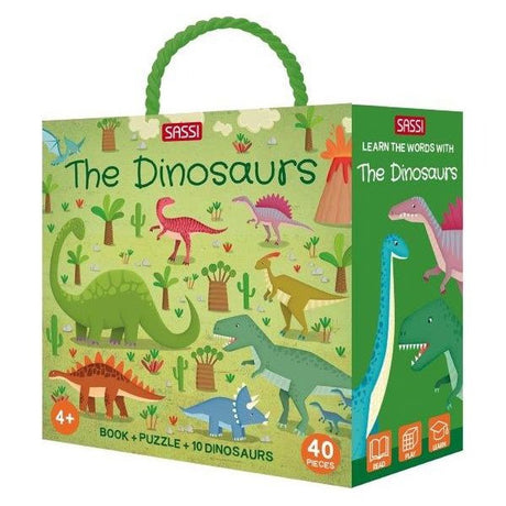 Sassi 3D Puzzle and Book Set 40PC - Learn With Dinosaurs
