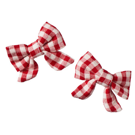 Nature Baby Bow Clips 2PK - Red Check