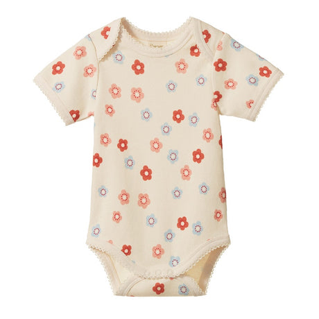 Nature Baby Short Sleeve Bodysuit - Petite Flora Stamp Print