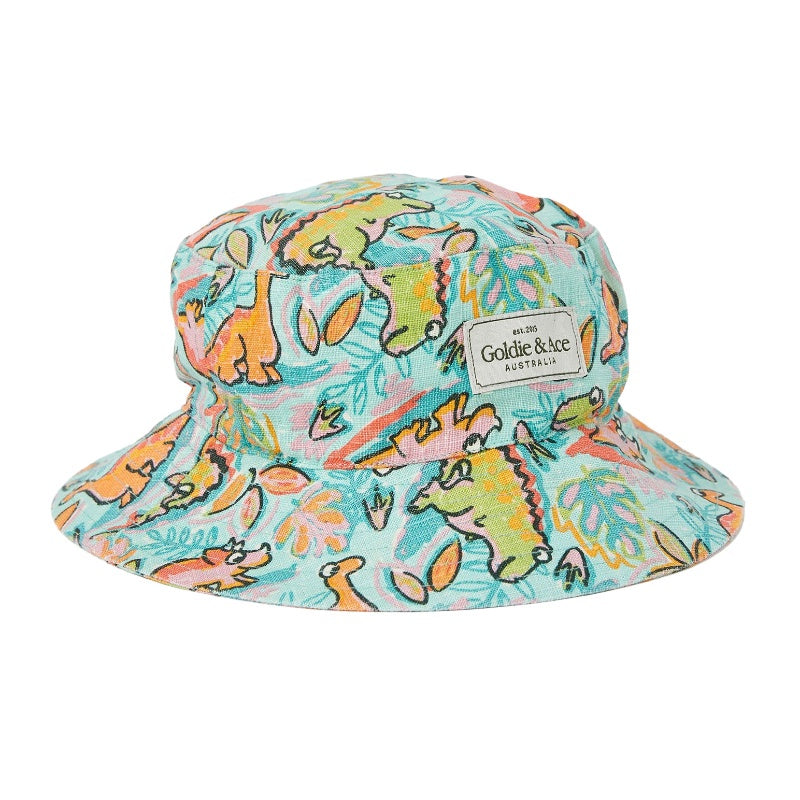 Goldie & Ace Linen Bucket Hat - Dino Jungle