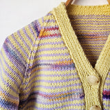Handknitted Stripe Cardigan D Pale Yellow and Lavender Stripes