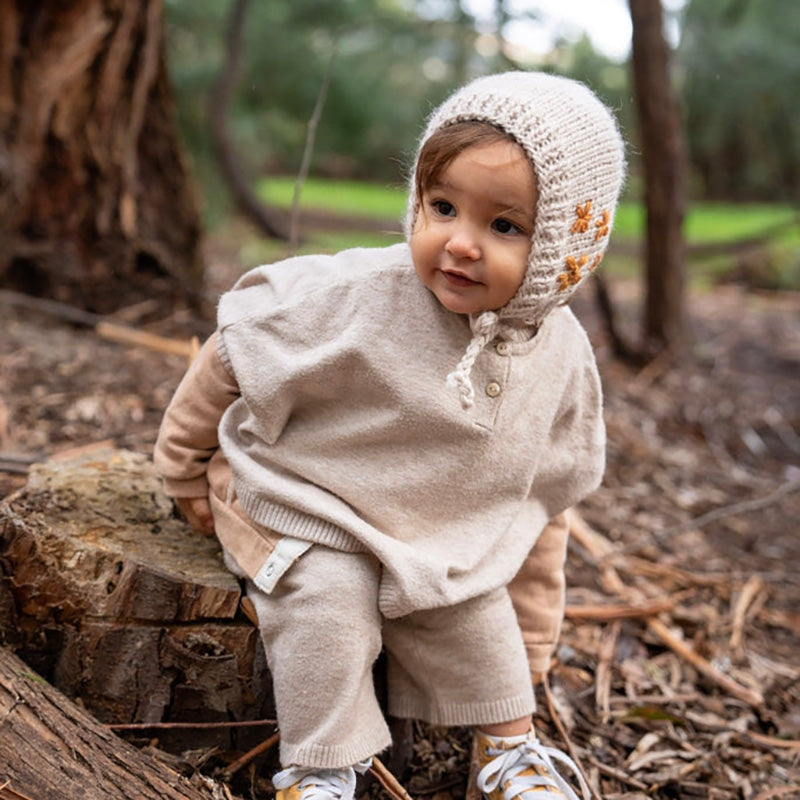 Acorn Flowers Bonnet - Oatmeal