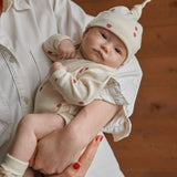 Nature Baby Knotted Beanie - Raspberry Print