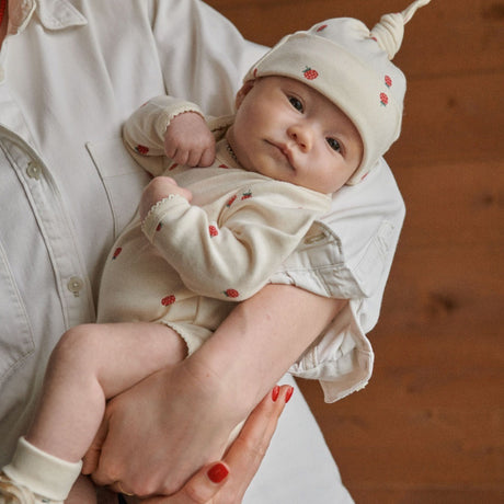 Nature Baby Knotted Beanie - Raspberry Print
