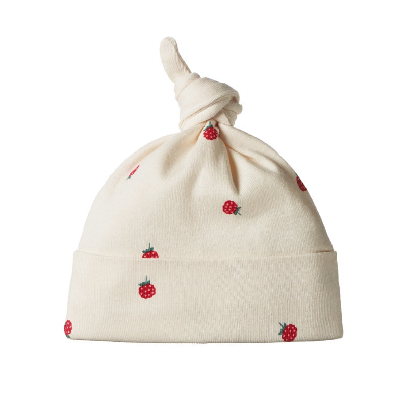 Nature Baby Knotted Beanie - Raspberry Print