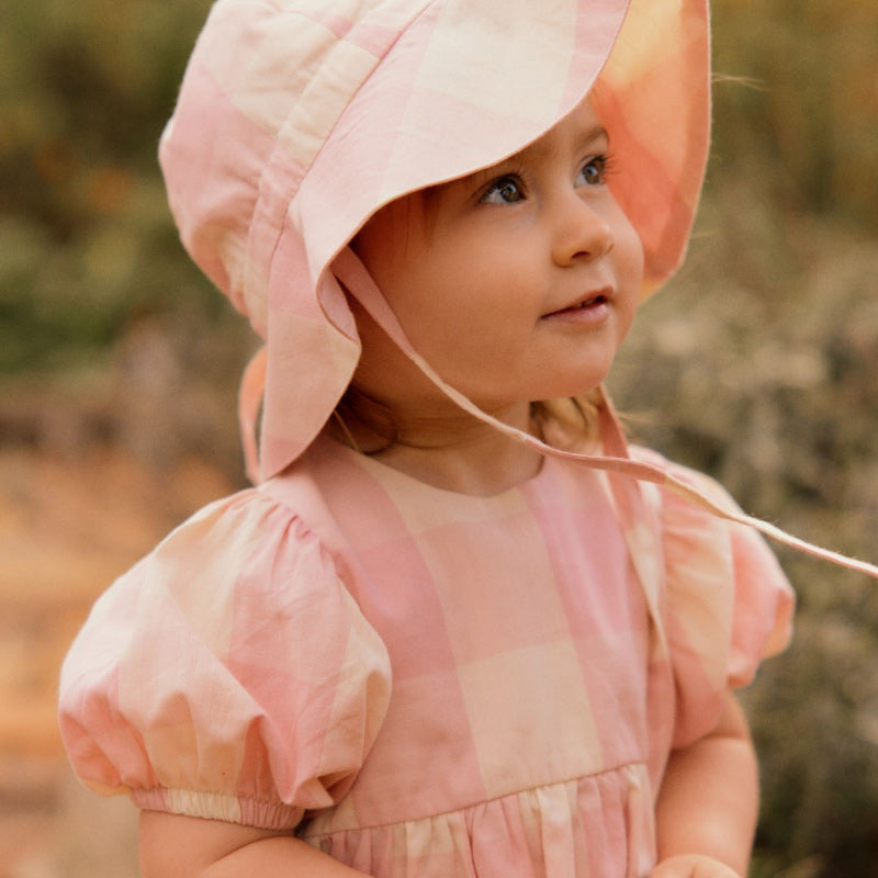 Nature Baby Gingham Sunhat - Summer Rose Check