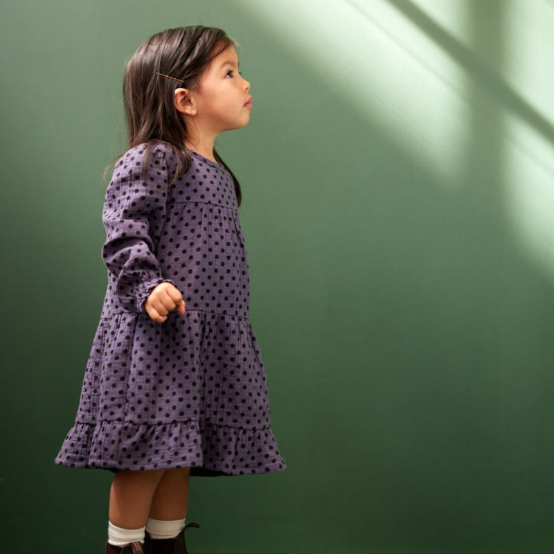 Nature Baby Elliot Dress - Violet Polka Dot