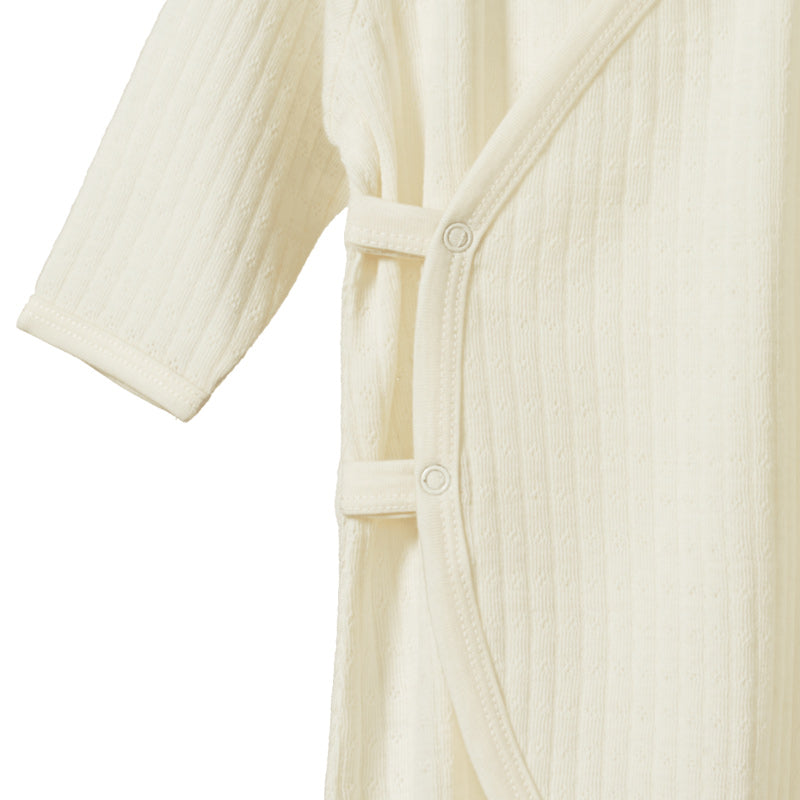 Nature Baby Merino Kimono Stretch & Grow - Natural Pointelle