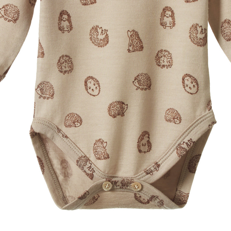 Nature Baby Merino Ess LS Bodysuit - Happy Hedgehog