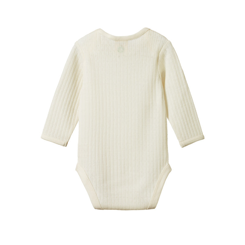 Nature Baby Merino LS Bodysuit - Natural Pointelle