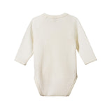 Nature Baby LS Kimono Bodysuit Merino Pointelle - Natural