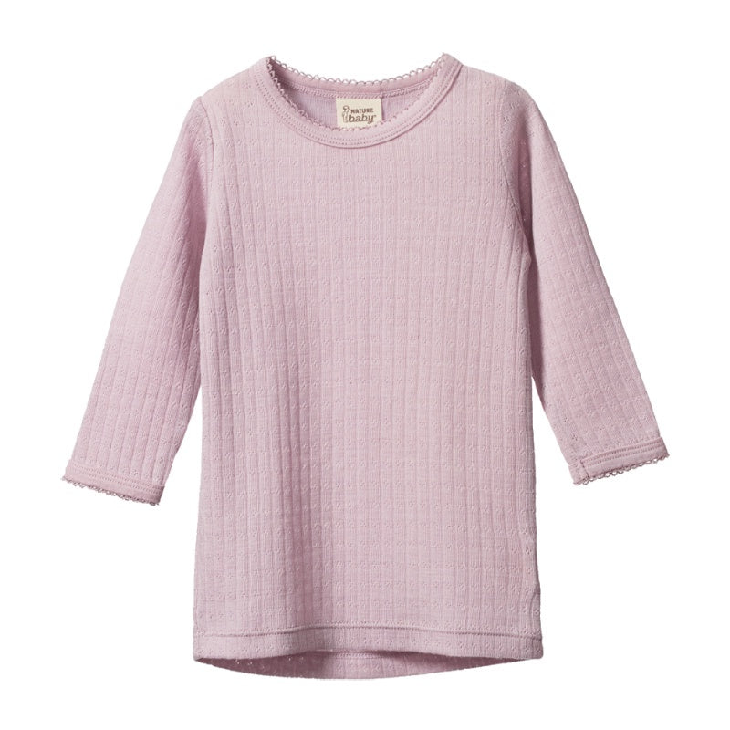 Nature Baby Merino Cloud Tee - Lilac Pointelle
